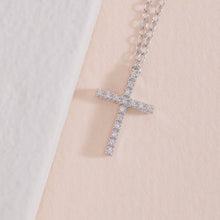 Diamond sterling silver cross on extendable 17-19" chain