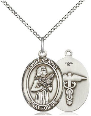 St Rita or St Agatha Sterling Silver medal with chain