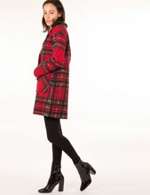 Knee length Sherpa plaid coat