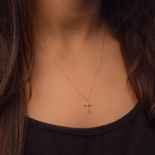 Diamond sterling silver cross on extendable 17-19" chain