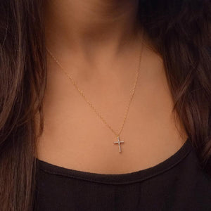Diamond sterling silver cross on extendable 17-19" chain