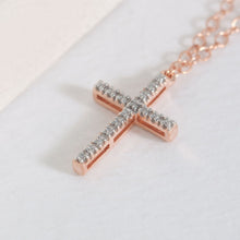 Diamond sterling silver cross on extendable 17-19" chain