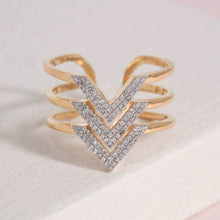 Hail to the V Diamond and Gold plated sterling ring by Ella Stein