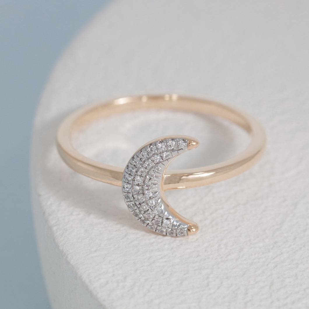 Mooning Over You diamond and gold over sterling ring by Ella Stein